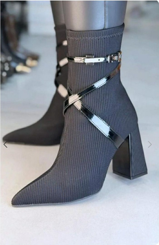 نیم بوت پاشنه ده سانت کشی کبریتی فشن فوق لاکچری